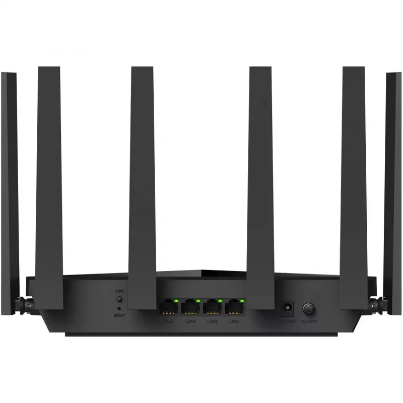 Stalininis maršrutizatorius Cudy WR11000 – tribandinis 2,4/5/6 GHz, Wi‑Fi 7, 4× 2,5 Gigabit LAN, 5765 Mbps 6 GHz juostoje, 512 MB RAM
