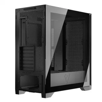PC korpusas MODECOM VOLCANO EXPANSE S MIDI juodas – grūdintas stiklas, USB-C, tinka micro ATX, GPU iki 430 mm