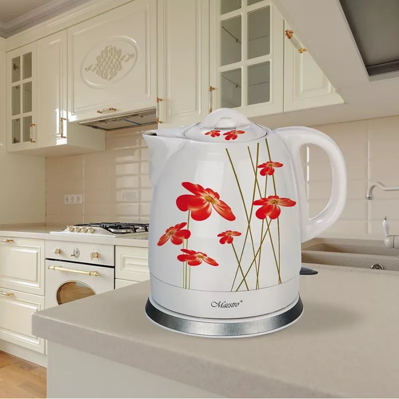 Feel-Maestro MR-066-RED FLOWERS elektrinis virdulys 1,5 L 1200 W Raudona, Balta