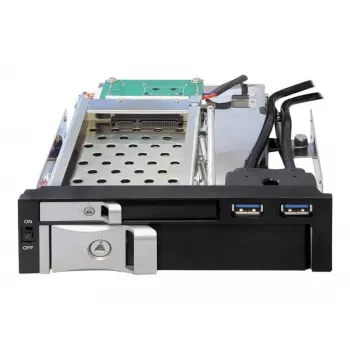 DeLOCK 5,25 colio mobilus krepšelis 1 x 2,5 colio + 1 x 3,5 colio SATA HDD ir 2 x USB 3.0 prievadai (47209)