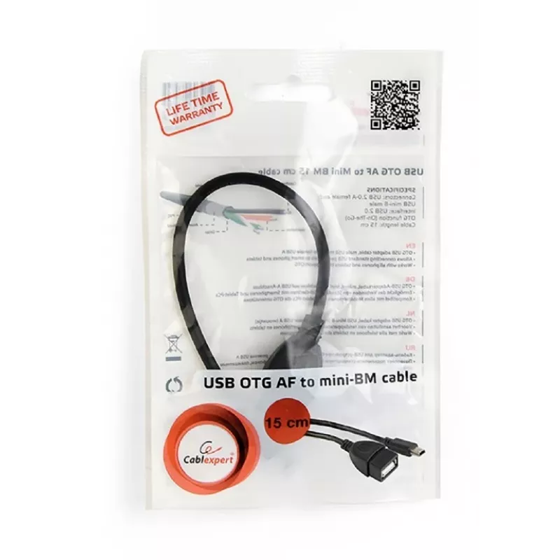 USB OTG adapteris Mini BM -> USB AF 15 cm