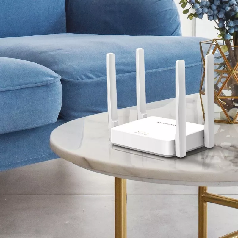 Stalinis maršrutizatorius MERCUSYS AC10 dviejų juostų 2.4/5 GHz Wi‑Fi 5, 4 išorinės antenos, 1x Fast Ethernet (WAN/LAN)