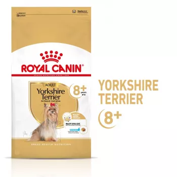 Sausas šunų ėdalas Royal Canin Yorkshire Terrier 8+ 3 kg – paukštiena, vyresniems Jorkšyro terjerams, baltymai 29%, riebalai 18%