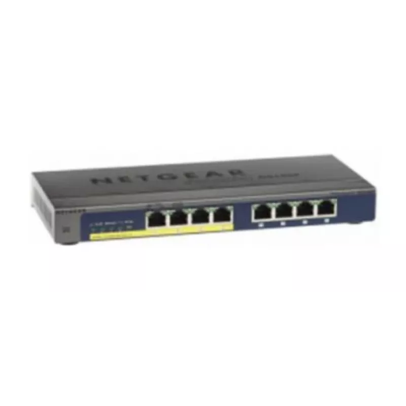 NETGEAR GS108PP nevaldomas gigabitinis Ethernet (10/100/1000) jungiklis su PoE, juodas