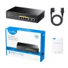 Tinklo jungiklis Cudy FS1006P Fast Ethernet 6 prievadų (4 PoE, 1 PoE+) 10/100 Mbps, 1,2 Gbit/s pralaidumas, metalinis korpusas, montavimas stove/sienoje/ant stalo