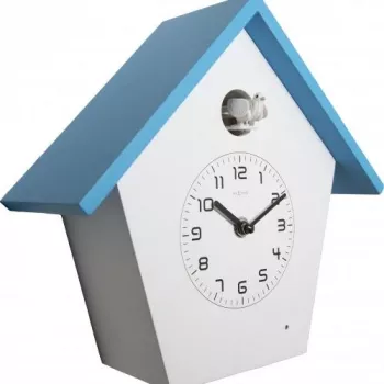 NeXtime klok 3108bl Birdy sieninis laikrodis, 24.5x25.5x9.8 cm, mėlynas/baltas
