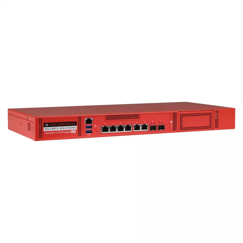 Securepoint RC300S G5 saugumo UTM įrenginys, 13 Gbit/s, 1.5 Gbit/s, 100 vartotojų, AES, laidinis, RJ-45