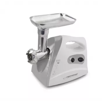 Elektrinė mėsmalė ESPERANZA EKM012E 600 W, pilka, 2,6 kg, atbulinė eiga, dešrų antgalis, kebabo gaminimo įtaisas