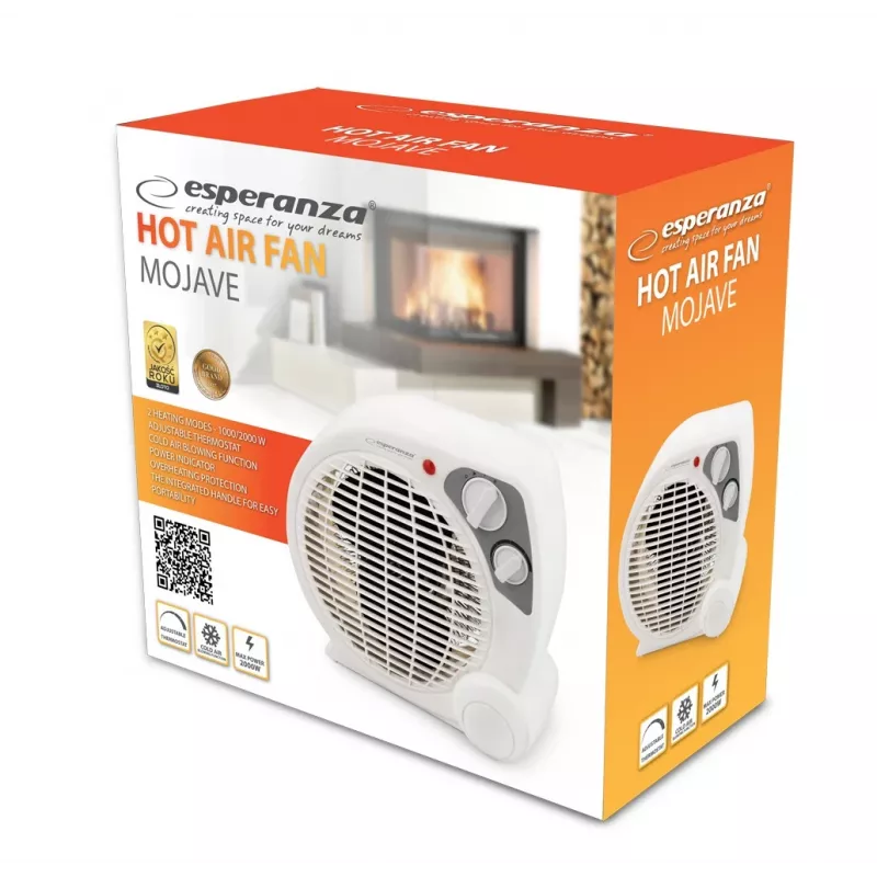 Elektrinis alyvos radiatorius ESPERANZA EHH002, 2000 W, reguliuojamas termostatas, pilkai baltas