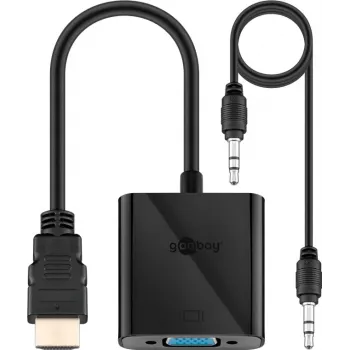 Wentronic Goobay HDMI / VGA Adapter [1x HDMI-Stecker - 1x VGA-Buchse, Klinkenbuchse 3.5 mm] Schwarz Goobay (68793)