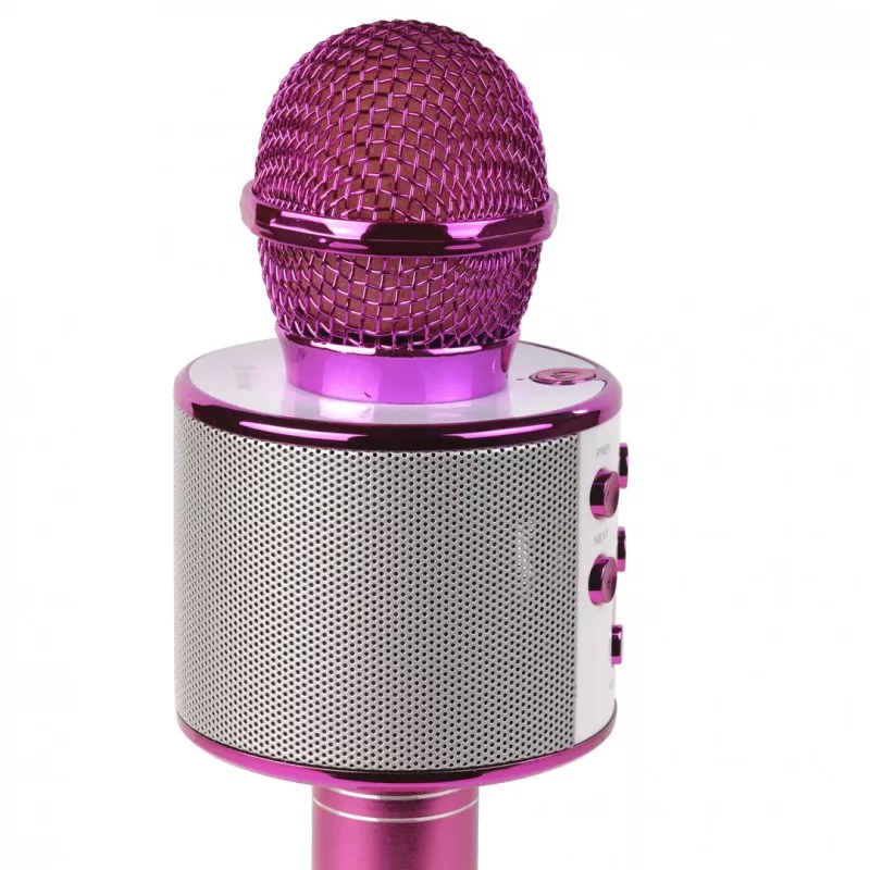 Karaoke mikrofonas Denver KMS-20P rožinis laidinis belaidis Bluetooth 3,5 mm