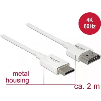 HDMI kabelis DeLOCK 85144 2 m HDMI A tipo – HDMI C tipo, baltas