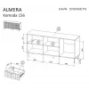 Komoda Cama Meble ALMERA 156×42×75 cm, riešutas/kreminė, 3 stalčiai, medžio drožlių plokštė