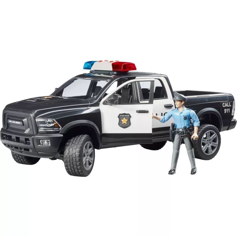 Policijos pikapas BRUDER RAM 2500 Police 02505 – mastelio modelis, žaidimų transporto priemonė