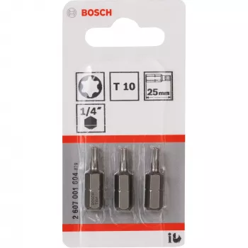 Bosch antgalis atsuktuvui Extra Hard, 3 vnt., Torx, T10, plienas, 25 mm