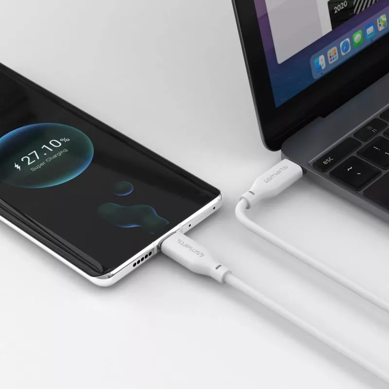 4smarts USB-C / USB-C Silicone-Cable High Flex 60W 1,5m Baltas