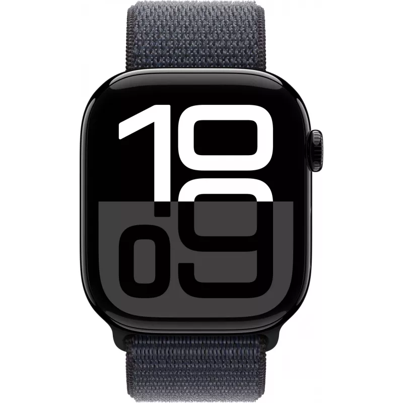 Apple Watch Series 10 46 mm, juodas deimantinis aliuminis, Sport Loop tintos spalvos, GPS + Cellular, MWY53QF/A, 2024