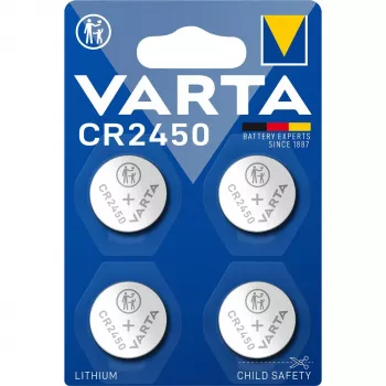 Vienkartinė ličio baterija Varta CR2450, 3 V, 4 vnt., 10 metų garantija