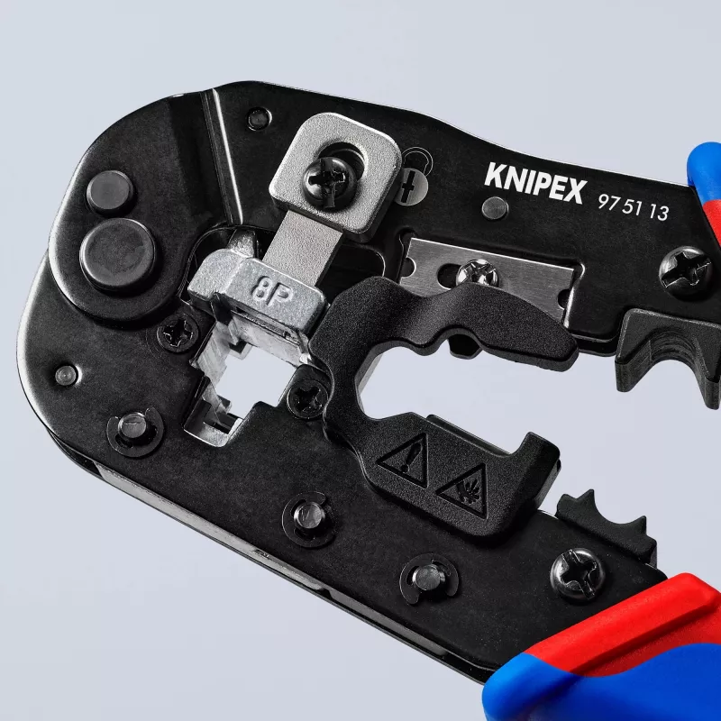 Knipex 97 51 13 kabelių presavimo įrankis, juoda, mėlyna, raudona