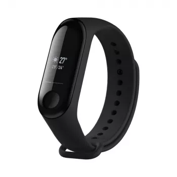 Silicinė apyrankė FIXED, skirta Xiaomi Mi Band 3/4 — juoda, keičiama, lanksti, patvari