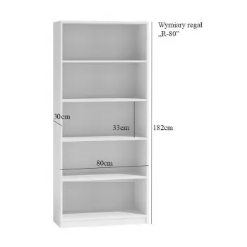Biuro spinta knygoms Top e shop R80 SONOMA, ąžuolo spalva, 5 lentynos, 800×300×1820 mm