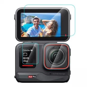 Apsauginis stiklas Puluz 3-in-1 Grūdintas stiklas Insta360 Ace Pro PU951T (3 vnt. rinkinys)