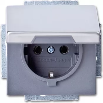 BUSCH JAEGER 2018-0-1490 Kištukinis lizdas CEE 7/3 2P+E Pilka Nerūdijantis plienas 250 V 16 A
