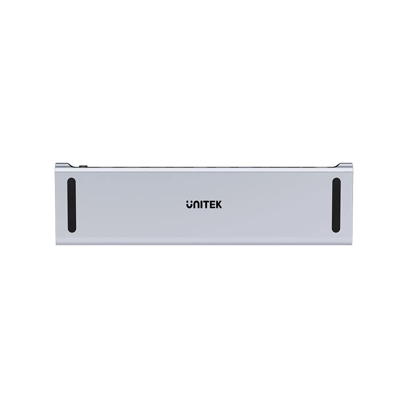 KVM jungiklis Unitek D1106AGY01 USB-C triguba 4K dokų stotelė su KVM, 3x USB-A, 5x USB-C, HDMI×2, DP×1, RJ-45, SD skaitytuvas, 3840×2160@60Hz, aliuminis