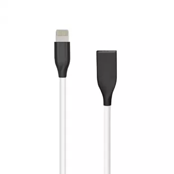 Silicone laidas USB – Lightning, 2 m (baltas)