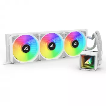 Vandens aušintuvas CPU Sharkoon S100 ARGB baltas – 360 mm radiatorius, Infinity-Mirror efektas