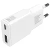 AC vidinis mobiliųjų įrenginių įkroviklis 4smarts 541509 — 100–240V, USB-A + USB-C, 1,5 m laidas, greitas įkrovimas, baltas
