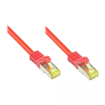 RJ45 jungiamasis kabelis su Cat.7 žaliaviniu kabeliu ir užrakto apsauga (RNS®), S/FTP, PiMF, halogenų neturintis, 600MHz, OFC, raudonas, 50m, Good Connections® (8070R-500R)
