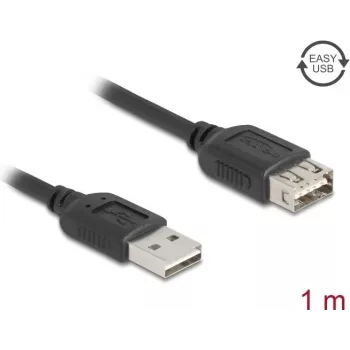 USB A – USB A laidas DELOCK 81512 — USB 2.0, 1 m, juodas, auksuoti kontaktai