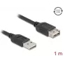 USB A – USB A laidas DELOCK 81512 — USB 2.0, 1 m, juodas, auksuoti kontaktai