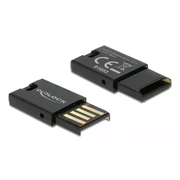 DeLOCK USB 2.0 kortelių skaitytuvas, juodas, MicroSD / MicroSDHC / MicroSDXC, 480 Mbit/s