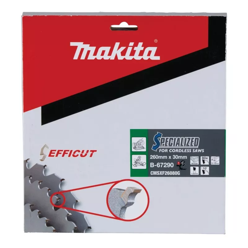 T.C.T. pjūklo diskas 260x2,15x30 mm 10° T80 EFFICUT