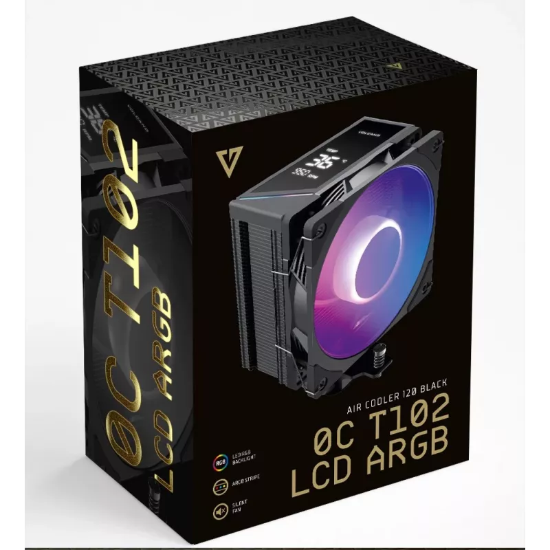MODECOM Volcano 0C T102 LCD ARGB procesoriaus oro aušintuvas 12 cm juodas