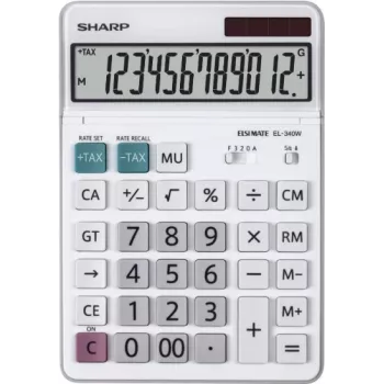 Sharp EL-340W stalinis skaičiuotuvas, baltas, su pasukamu ekranu