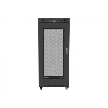 Spintos stovas 19 inch 27U 600x800 mm, perforuotos durelės su LCD ekranu (plokščias paketas)