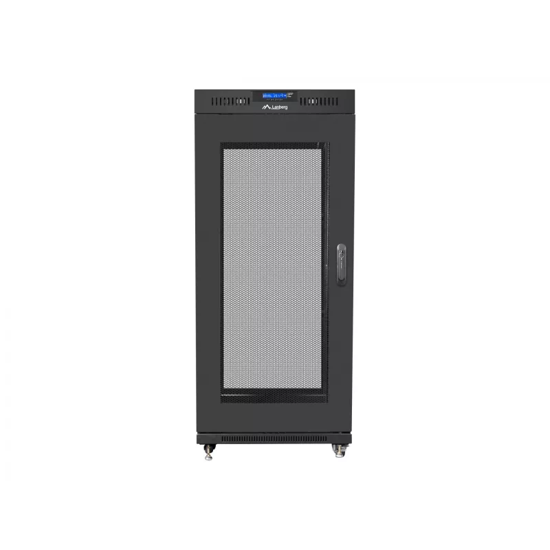 Spintos stovas 19 inch 27U 600x800 mm, perforuotos durelės su LCD ekranu (plokščias paketas)