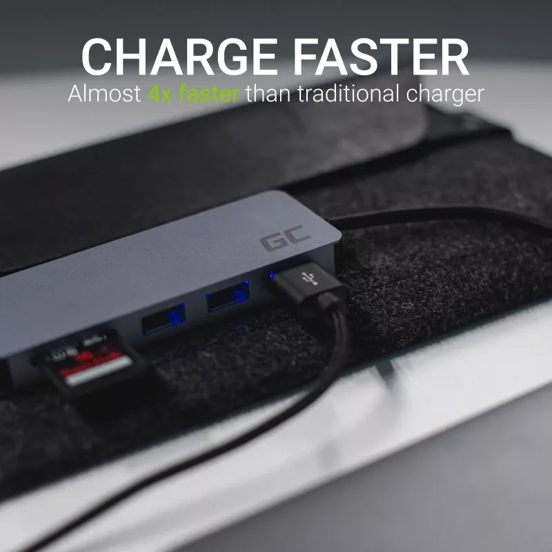 Green Cell AK50 - USB 3.2 Gen 1 Type-C / USB 2.0 / USB 3.2 Gen 1 Type-A / USB 3.2 Gen 1 Type-C / MicroSD / SD - Sidabrinis - Apple MacBook