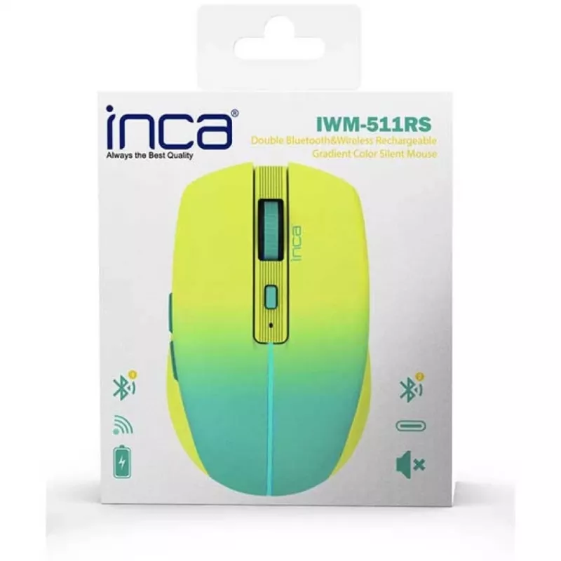 Cian Technology GmbH INCA Mouse IWM-511RS belaidė pelė su Bluetooth ir radijo ryšiu, RGB foninis apšvietimas, geltona