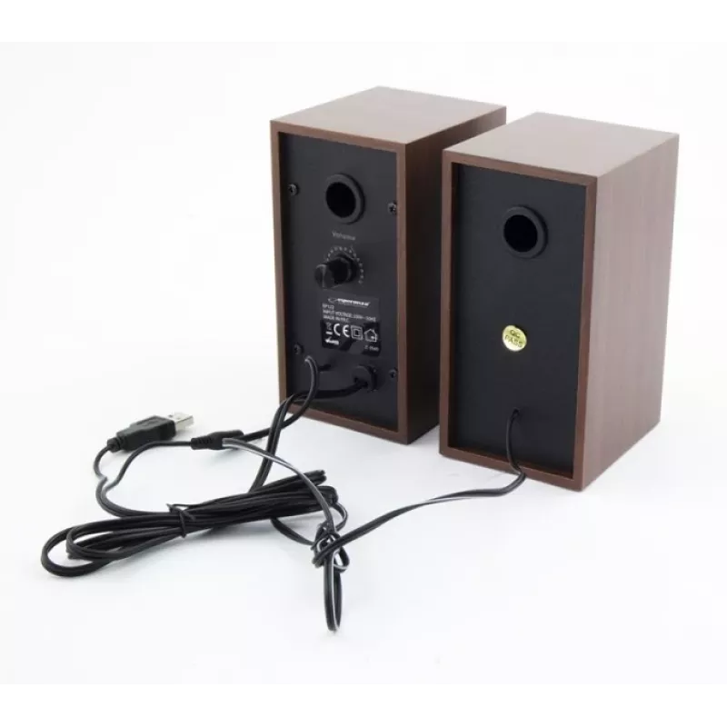 Garsiakalbiai ESPERANZA EP122 2.0 laidiniai staliniai, 2×6W RMS, medinis korpusas, sukamas garsumo reguliavimas, 60–20000 Hz