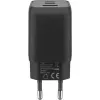 USB-C greitas įkroviklis Nano, PD, GaN, 65 W, USB-C pintas laidas (juodas, 1x USB-A, 2x USB-C PD, Quick Charge 3.0, 1 m laidas)