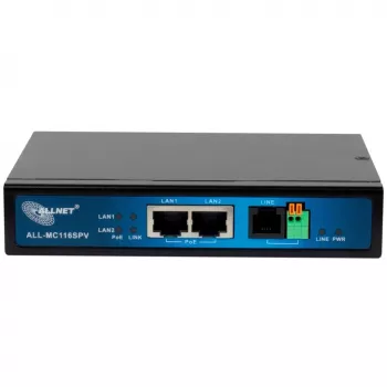 ALLNET ALL-MC116SPV-VDSL2 VDSL2 tiltinis modemas su 2x PoE prievadais (IEEE 802.3at, 30W/portui, 60W biudžetas)