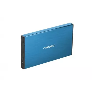 Išorinis HDD/SSD korpusas NATEC Rhino GO 2,5 colio – USB 3.0, SATA III, iki 4 TB, 9,5 mm, aliuminis, mėlynas