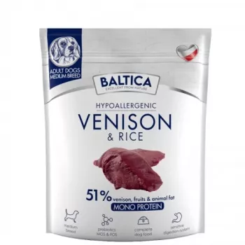 BALTICA Nutraceutic Hypoalerginis Vidutinių veislių Elniena su ryžiais - sausas šunų ėdalas - 1kg