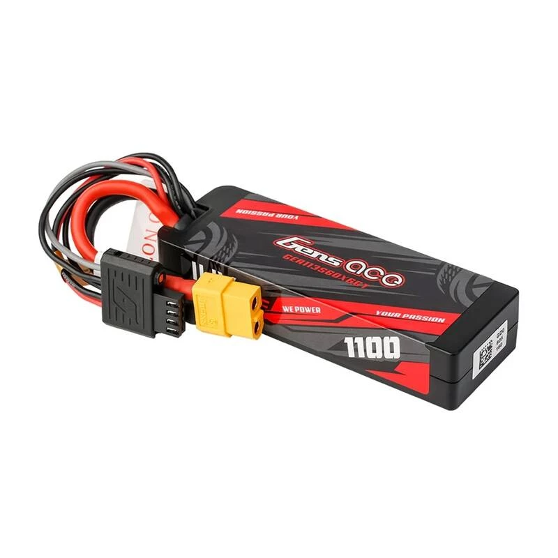Gens ace G-Tech 1100mAh 11.1V 3S1P 60C GRP-76 Kieto korpuso akumuliatorius su XT60 kištuku