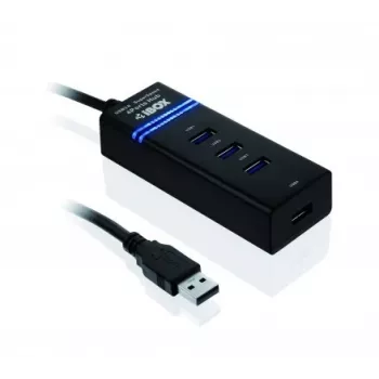 USB 3.2 Gen 1 Type-A 4 prievadų USB šakotuvas IBOX IUH3FB, 5000 Mbit/s, juodas, 0,5 m kabelis