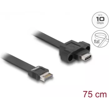 DeLOCK USB plokščias laidas Type-E Key A 20 kontaktų kištukas į USB Type-C lizdą 75 cm
